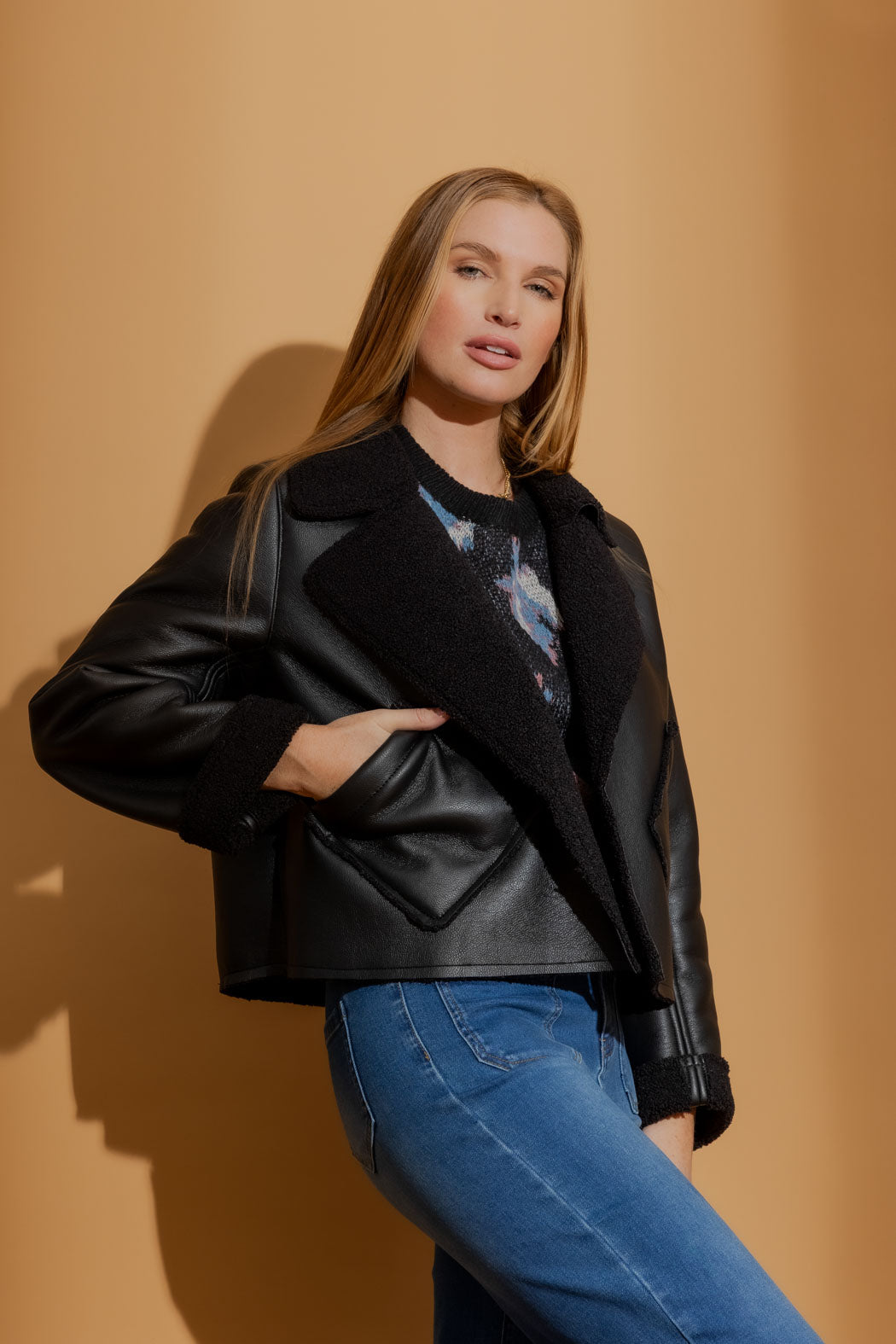 Black Shearling Reversible Jacket