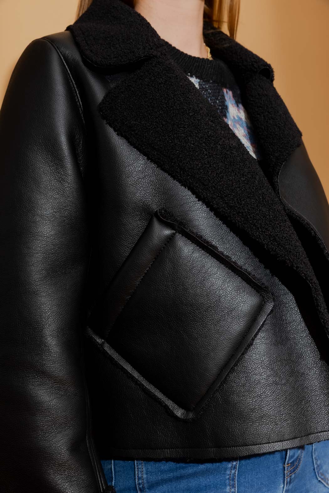 Black Shearling Reversible Jacket
