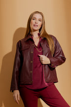 Burgundy Faux Leather Vintage Jacket