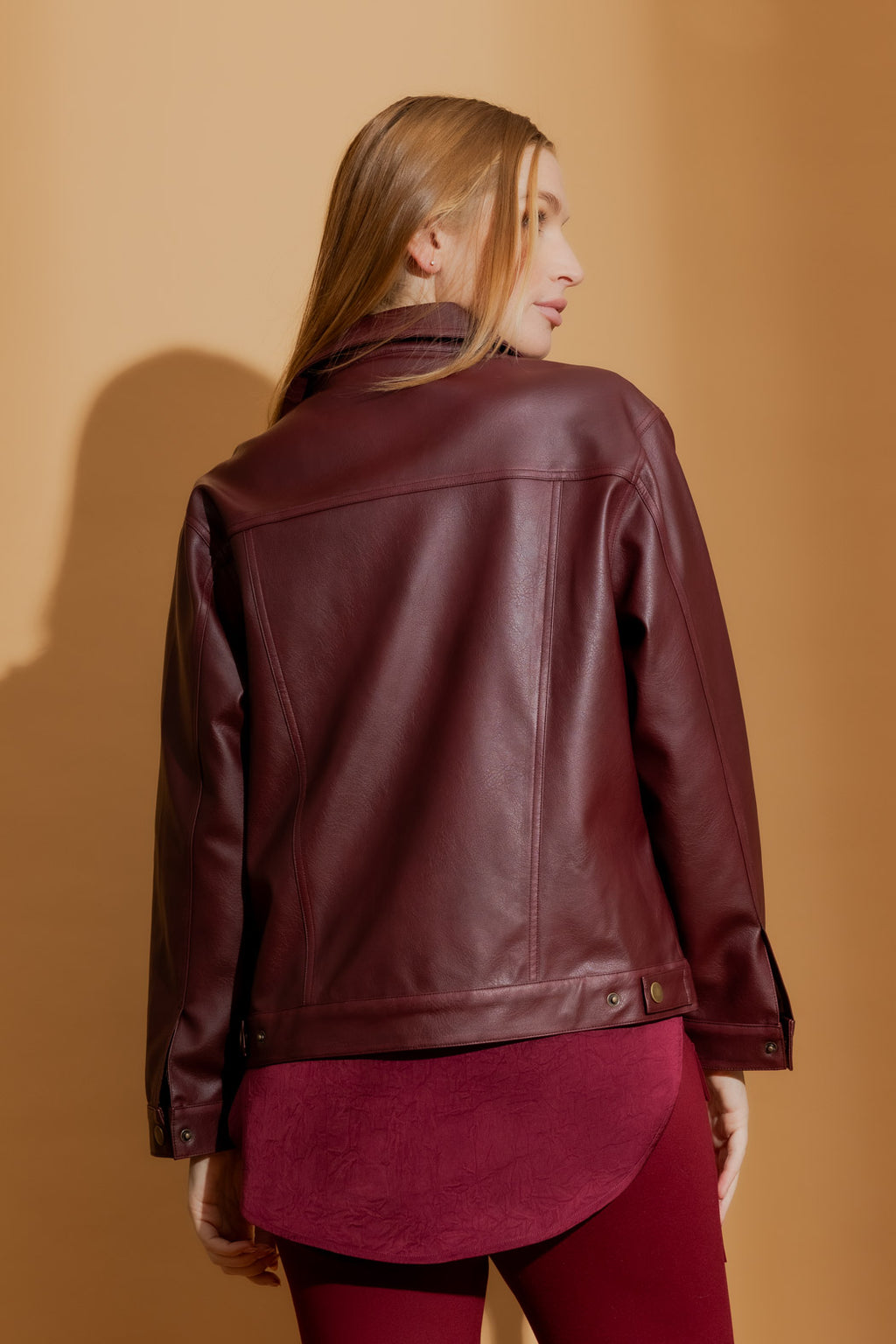 Burgundy Faux Leather Vintage Jacket