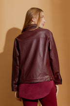 Burgundy Faux Leather Vintage Jacket