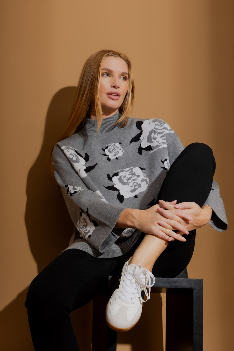 Grey Blossom Knit Jumper Grey S