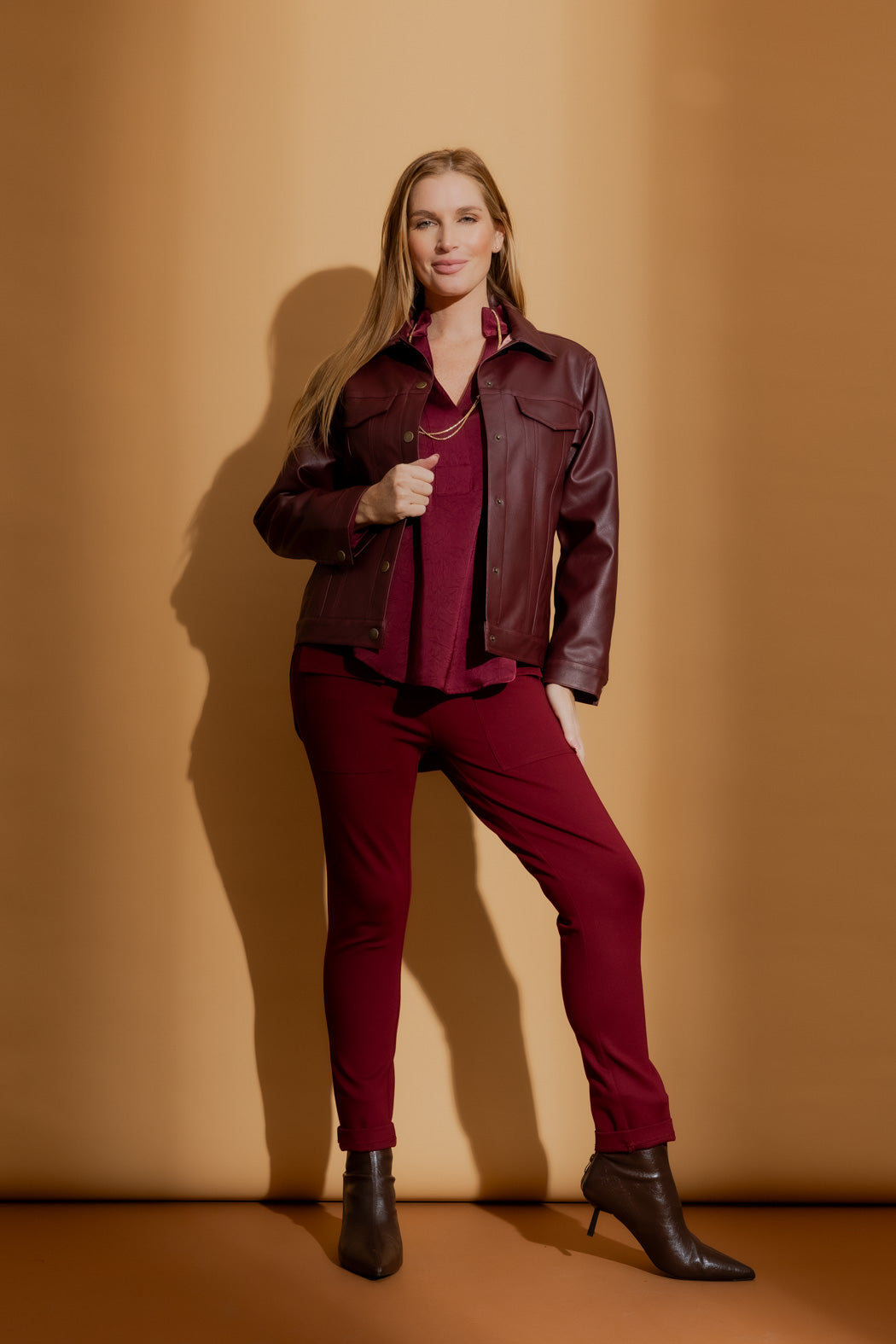 Burgundy Faux Leather Vintage Jacket