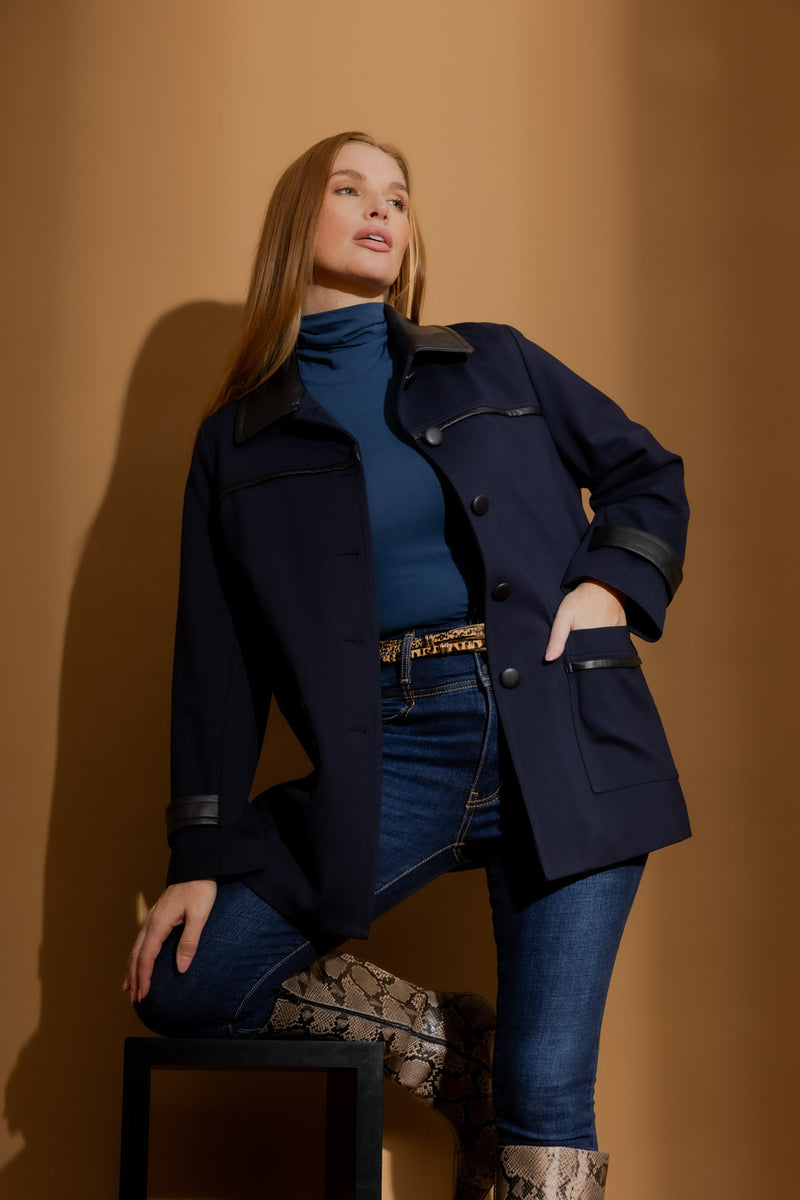 Navy Ponte London Coat