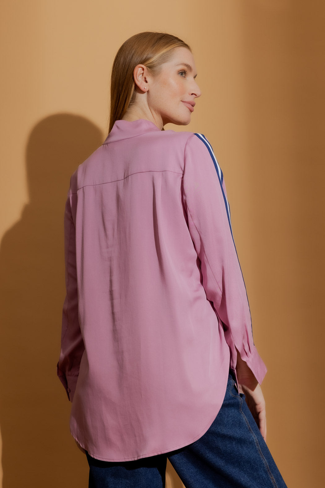 Pink Tencel Stripe Blogger Shirt