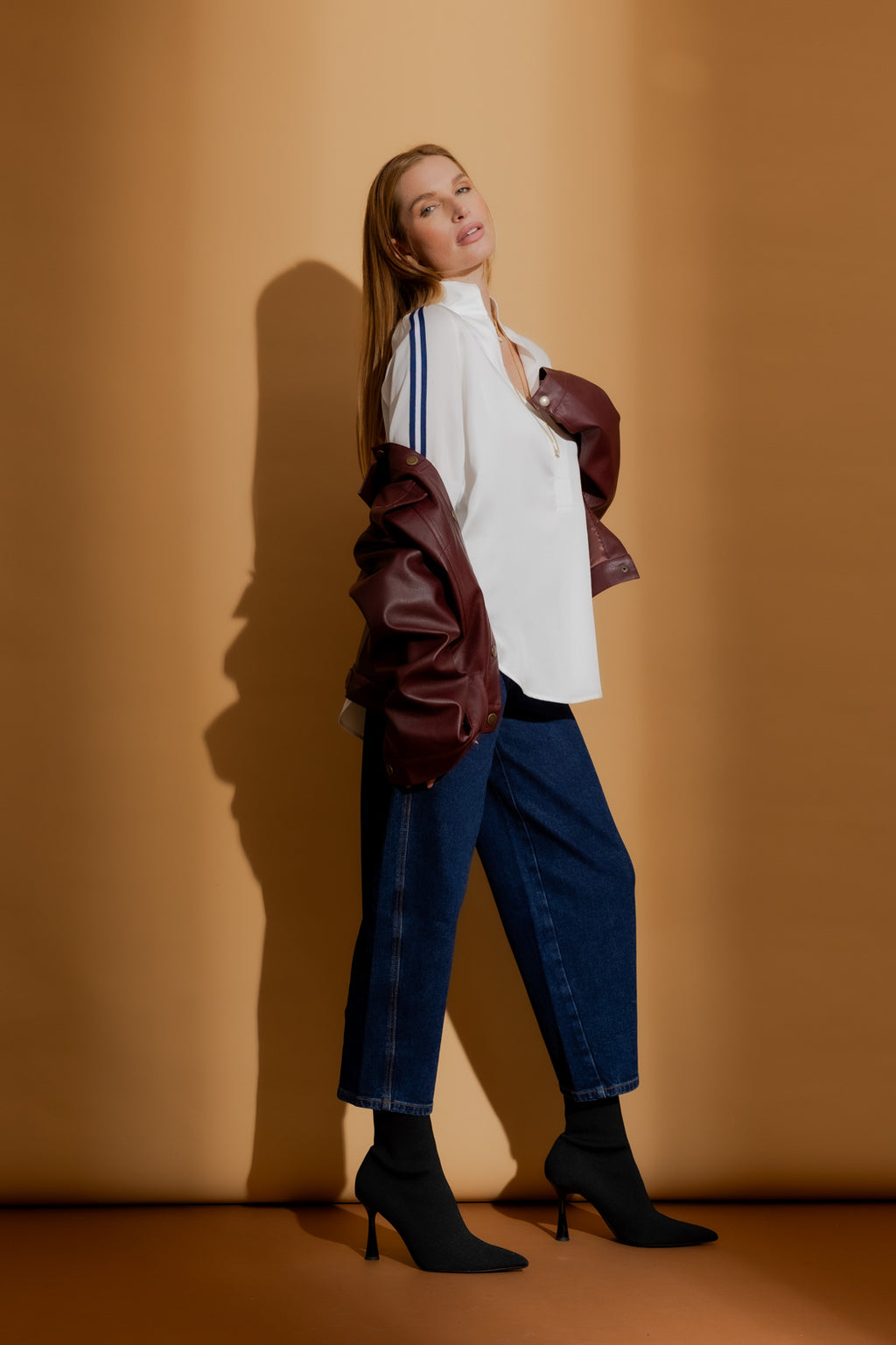 White Tencel Stripe Blogger Shirt