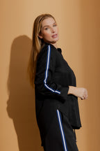 Black Tencel Stripe Blogger Shirt