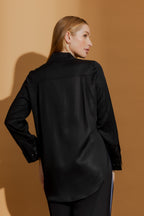 Black Tencel Stripe Blogger Shirt