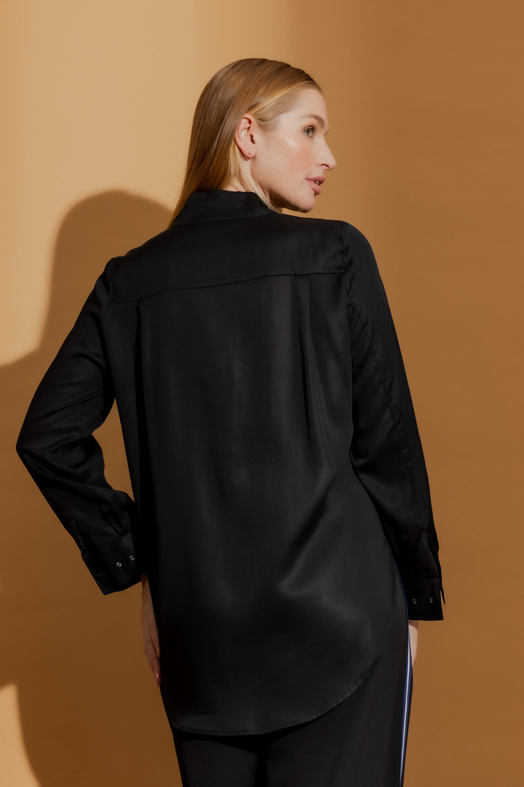 Black Tencel Stripe Blogger Shirt