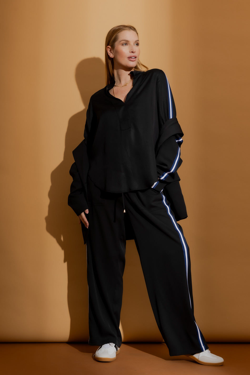 Black Tencel Stripe Blogger Shirt