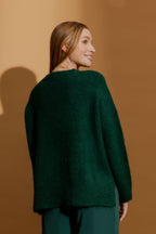 Forest Recycled Yarn Fluffy Heart Jumper Forest S