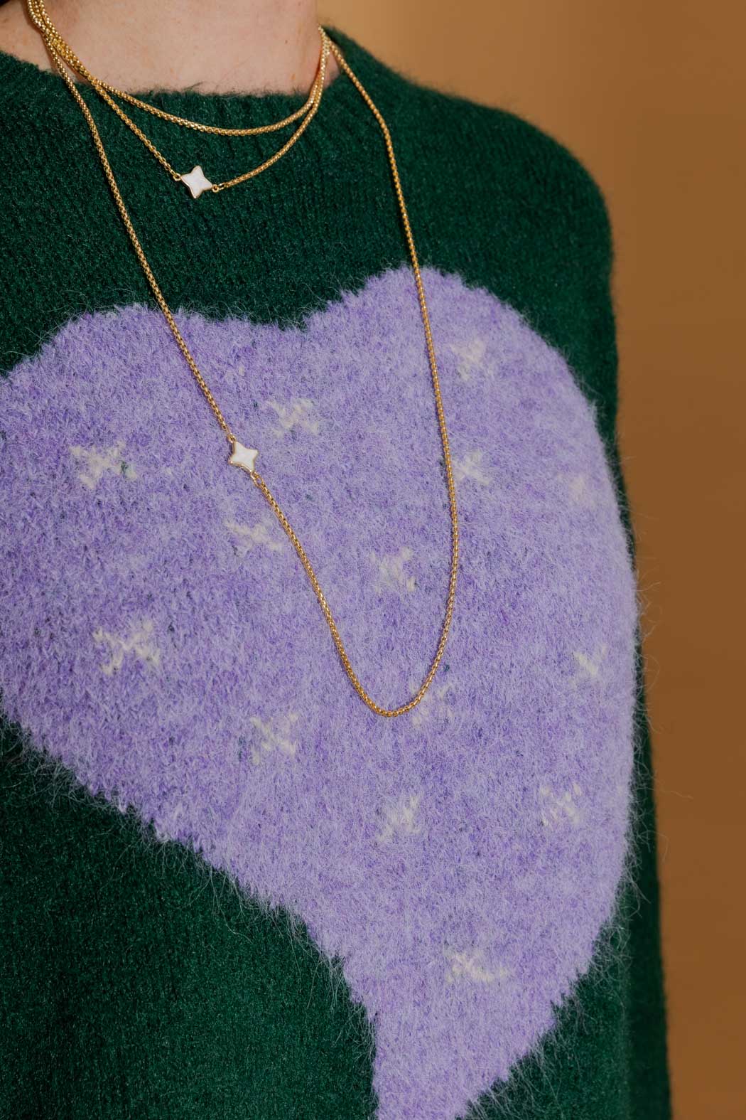 Forest Recycled Yarn Fluffy Heart Jumper Forest S