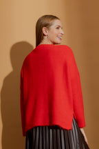 Red Recycled Yarn Fluffy Heart Jumper Red S