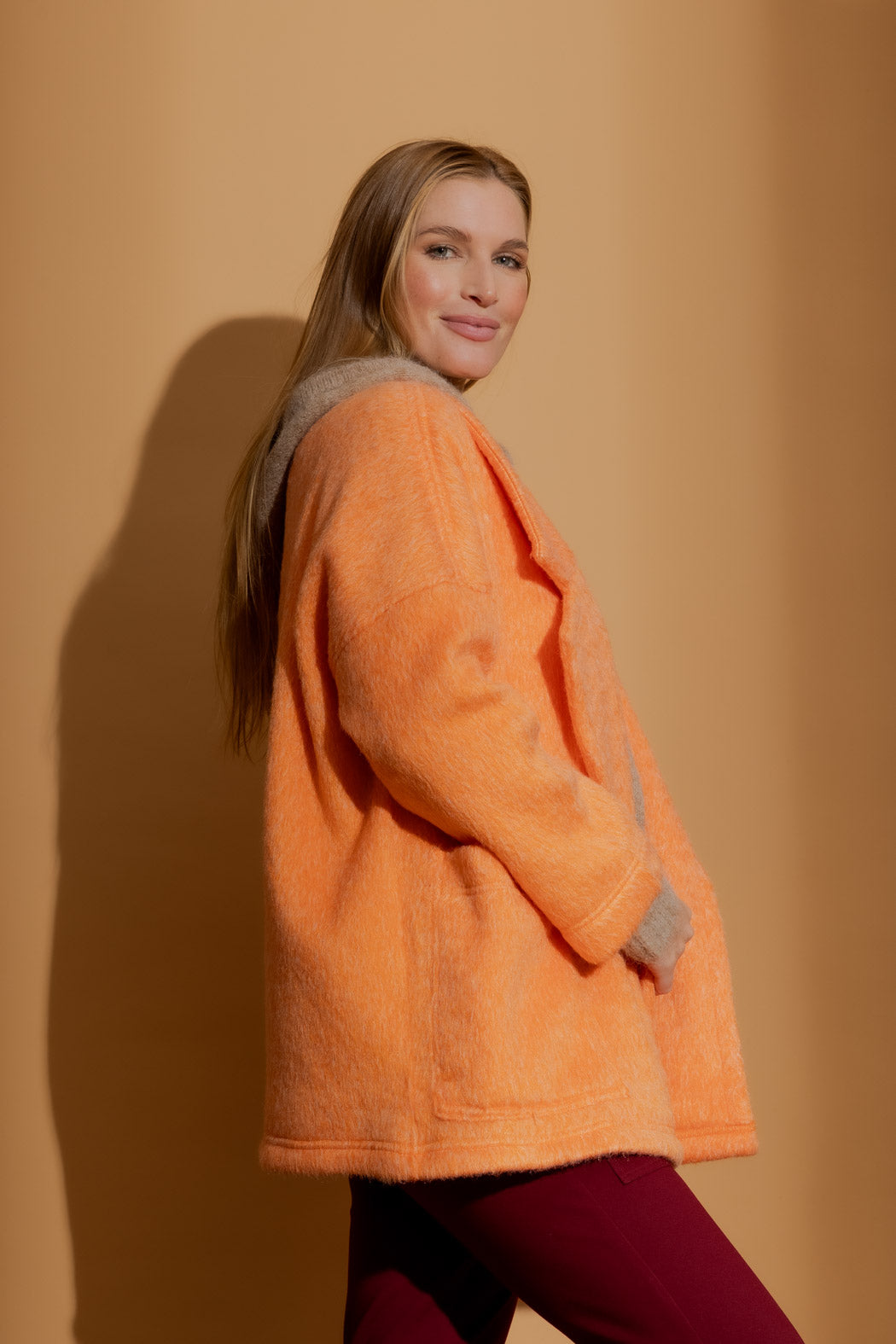 Orange Cocoon Pea Coat