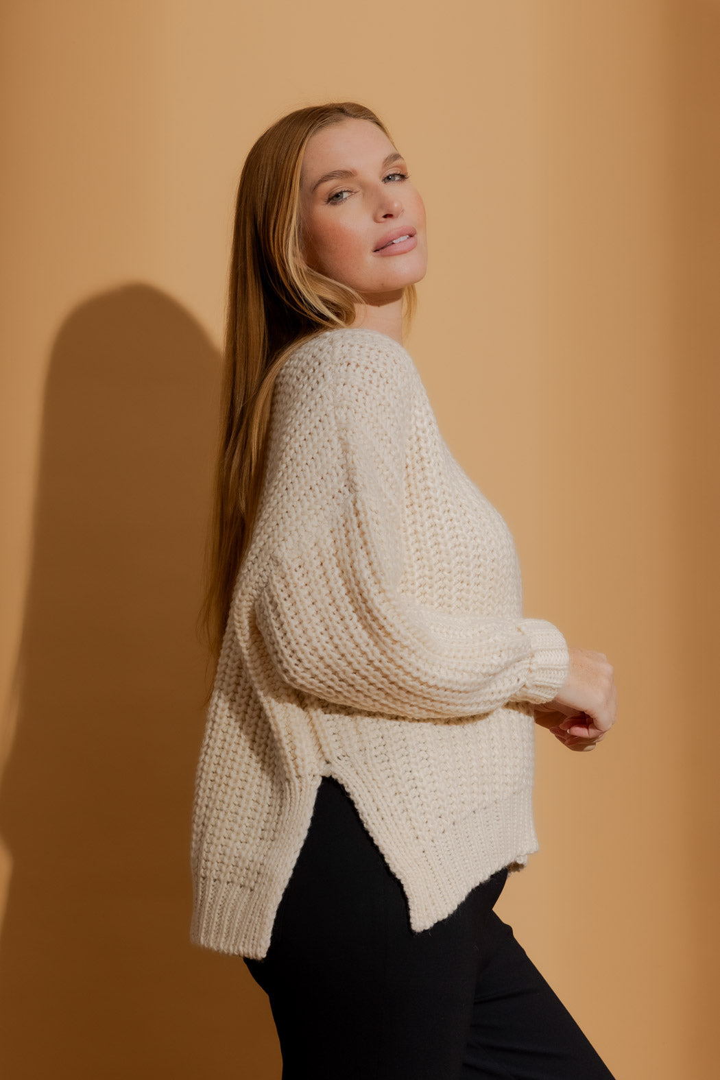 Ivory Chunky V-Neck Jumper Ivory S