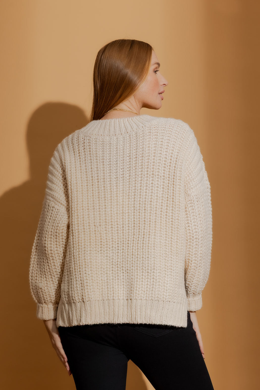 Ivory Chunky V-Neck Jumper Ivory S