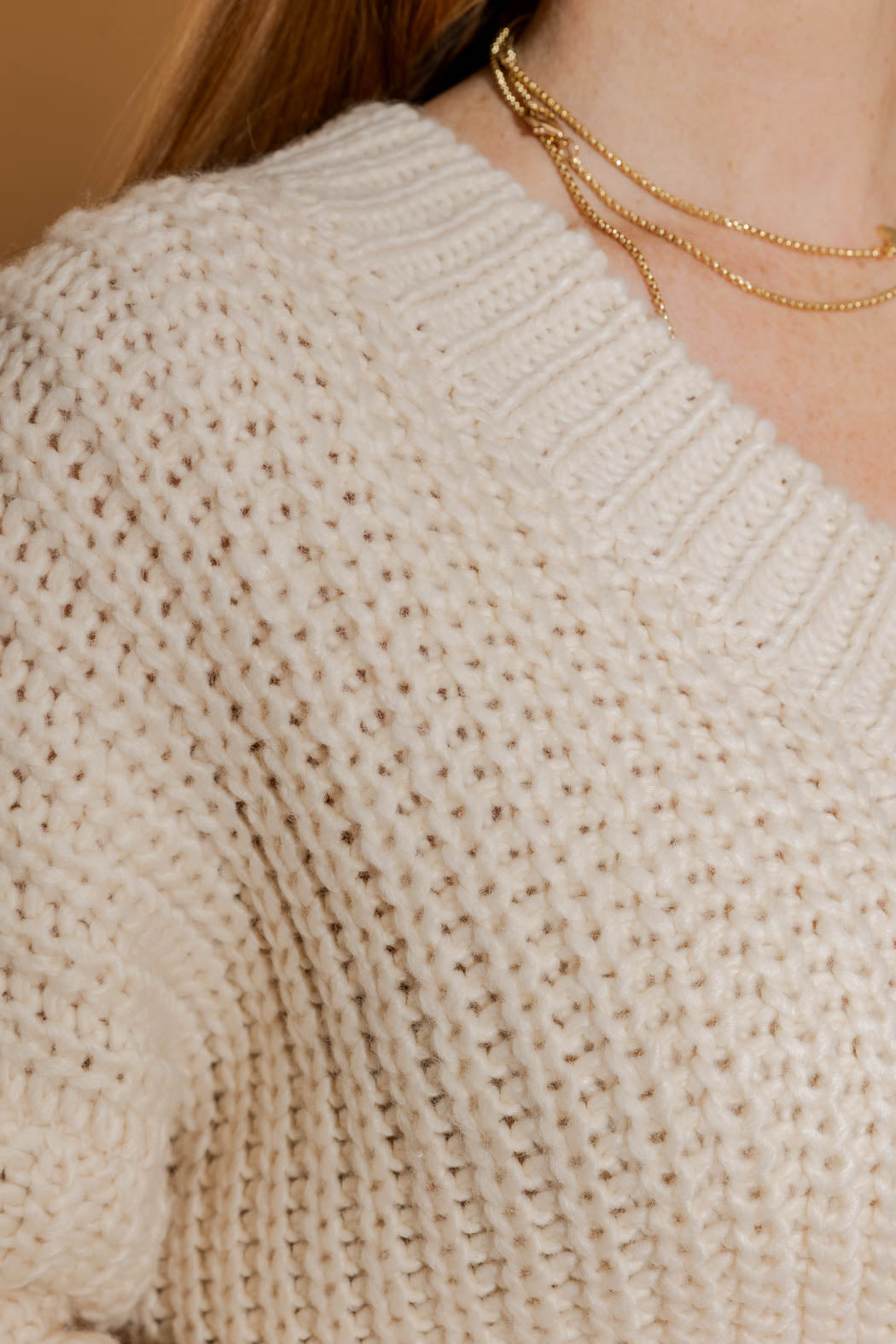 Ivory Chunky V-Neck Jumper Ivory S
