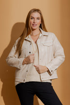 Oatmeal Faux Leather Vintage Jacket