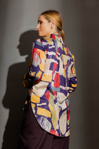 Floral Abstract Silky Blogger Shirt Floral Abstract