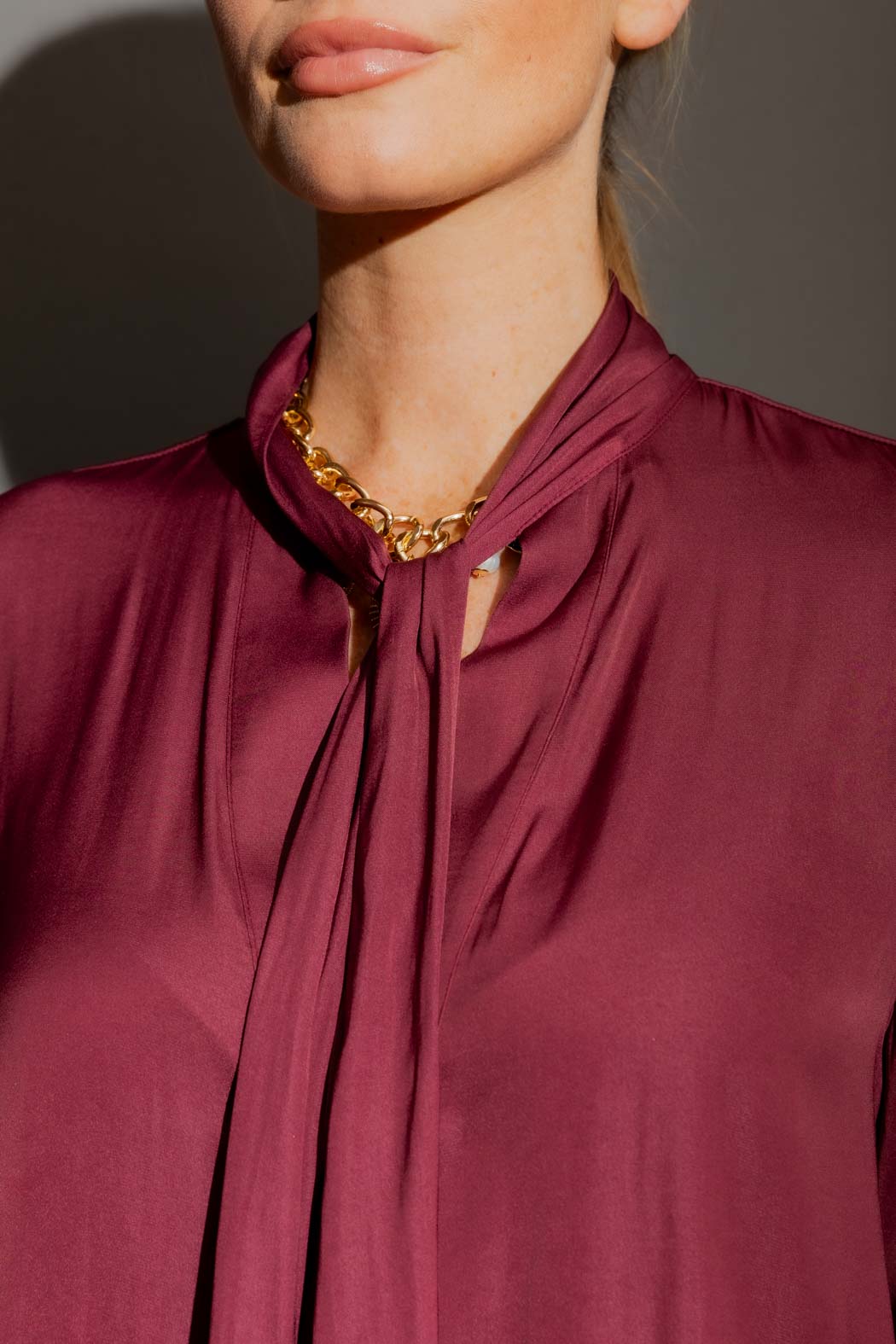 Wine Silky Tie Blogger Shirt