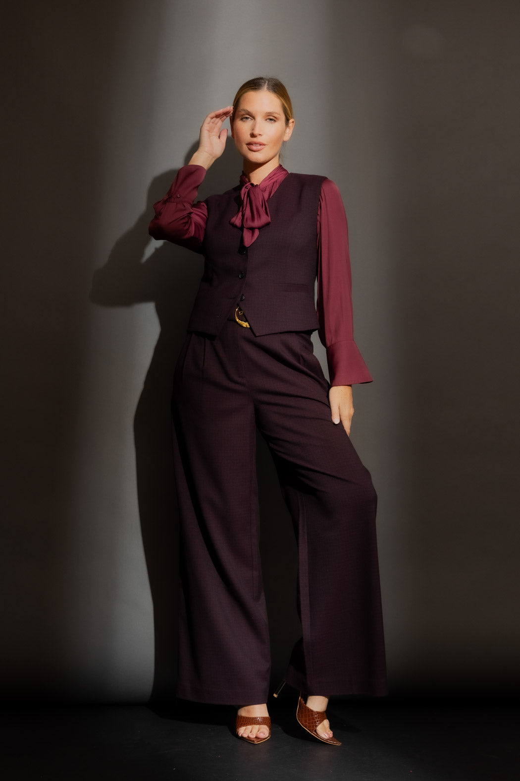 Wine Silky Tie Blogger Shirt