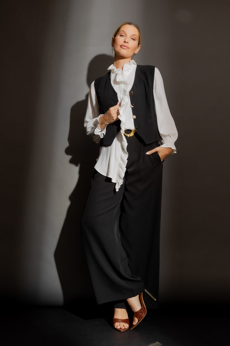 White Double Ruffle Blouse