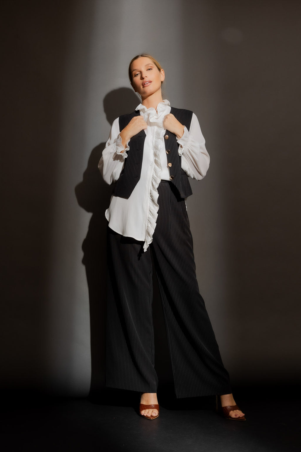 White Double Ruffle Blouse