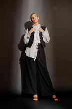 White Double Ruffle Blouse