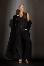 Black Pinstripe Tailored Vest Black Pinstripe