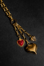 Three Heart Necklace Gold