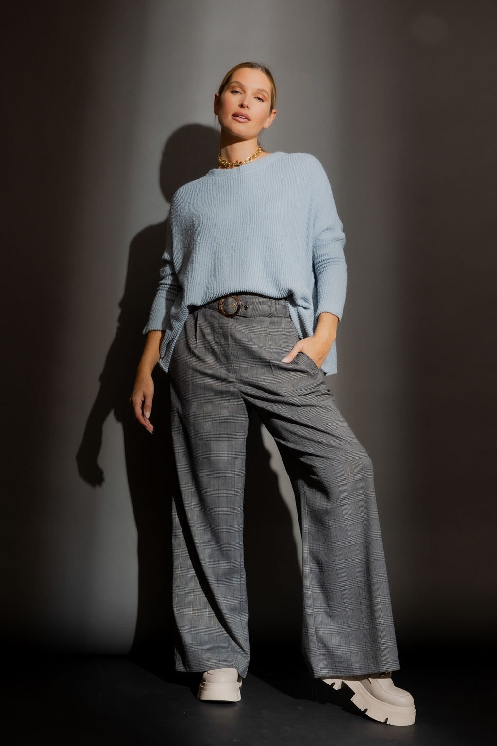 Pale Blue Luxe Rib Crew Jumper Pale Blue