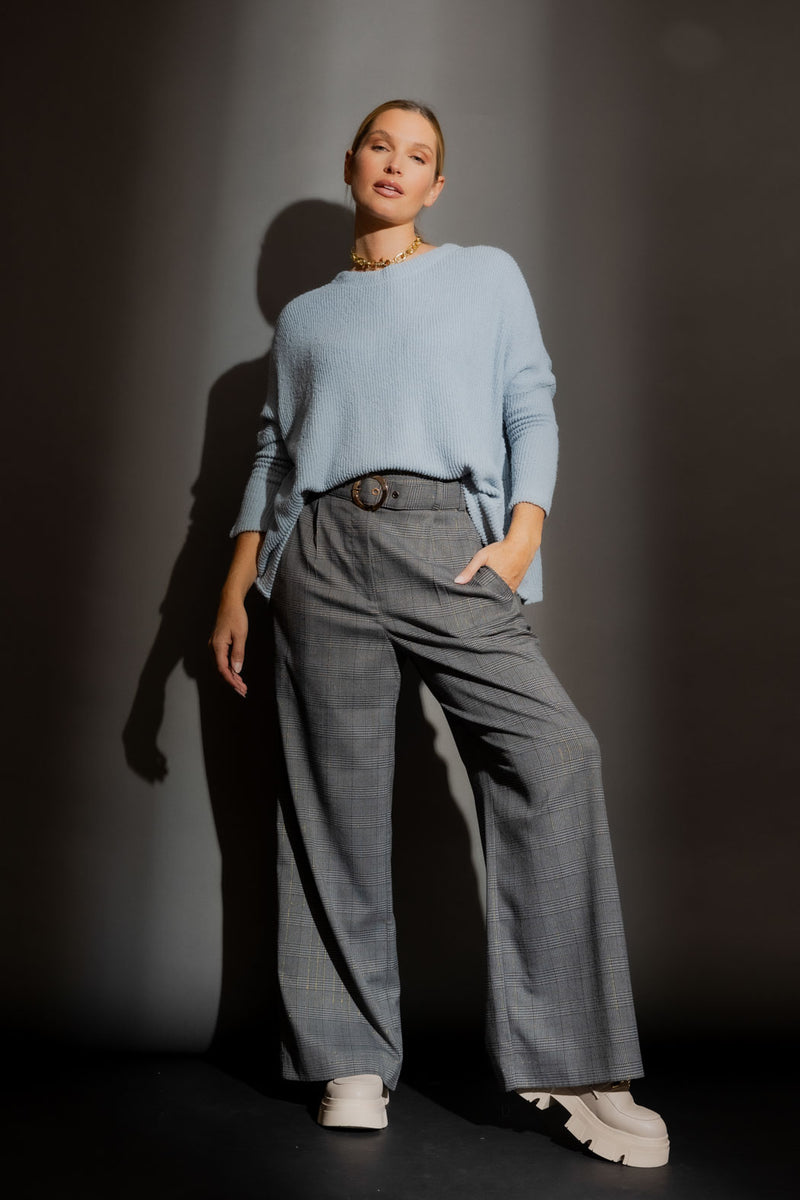 Pale Blue Luxe Rib Crew Jumper Pale Blue