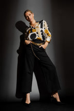 Gold Abstract Silky Blogger Shirt Gold Abstract