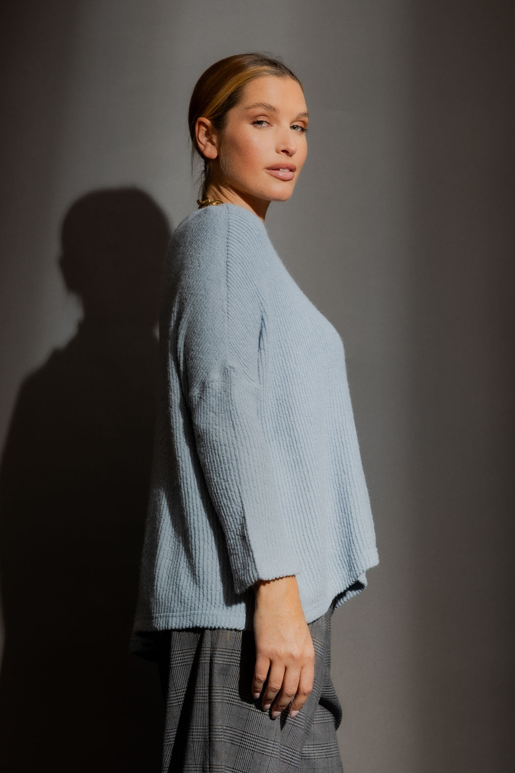 Pale Blue Luxe Rib Crew Jumper Pale Blue