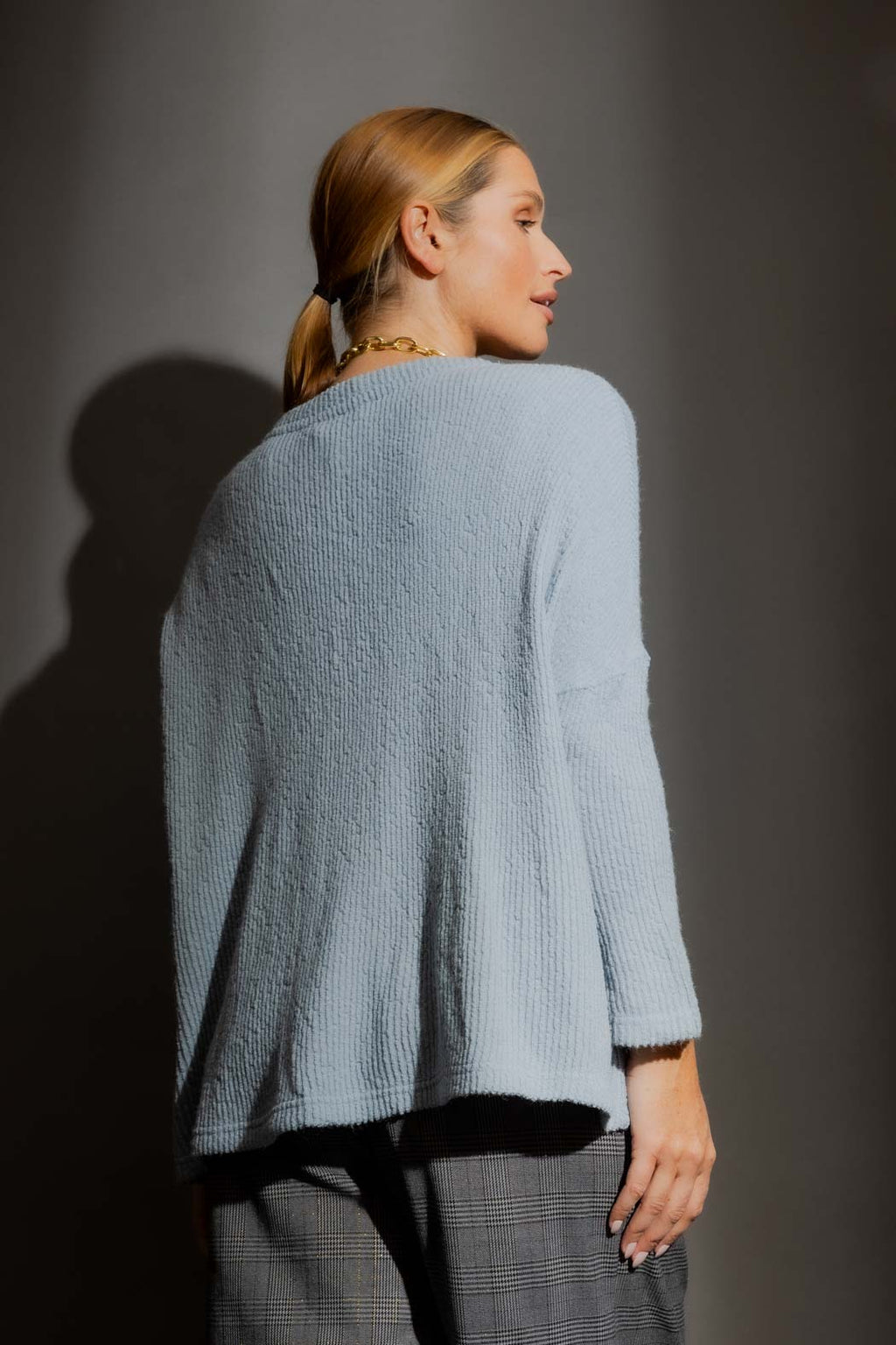 Pale Blue Luxe Rib Crew Jumper Pale Blue