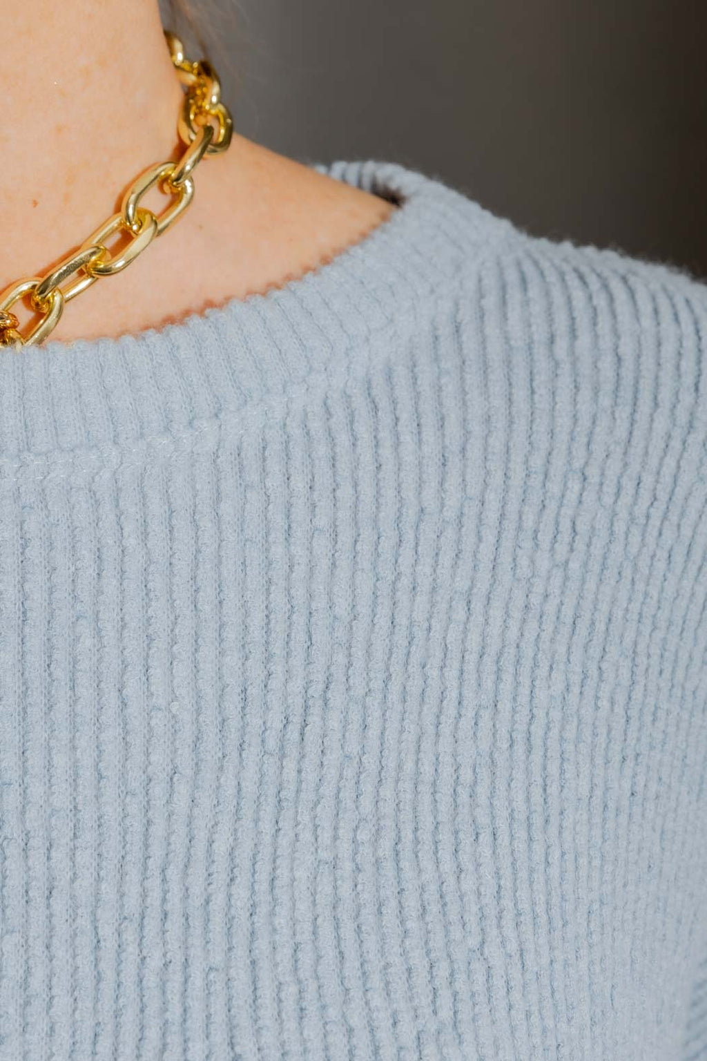 Pale Blue Luxe Rib Crew Jumper Pale Blue