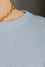 Pale Blue Luxe Rib Crew Jumper Pale Blue