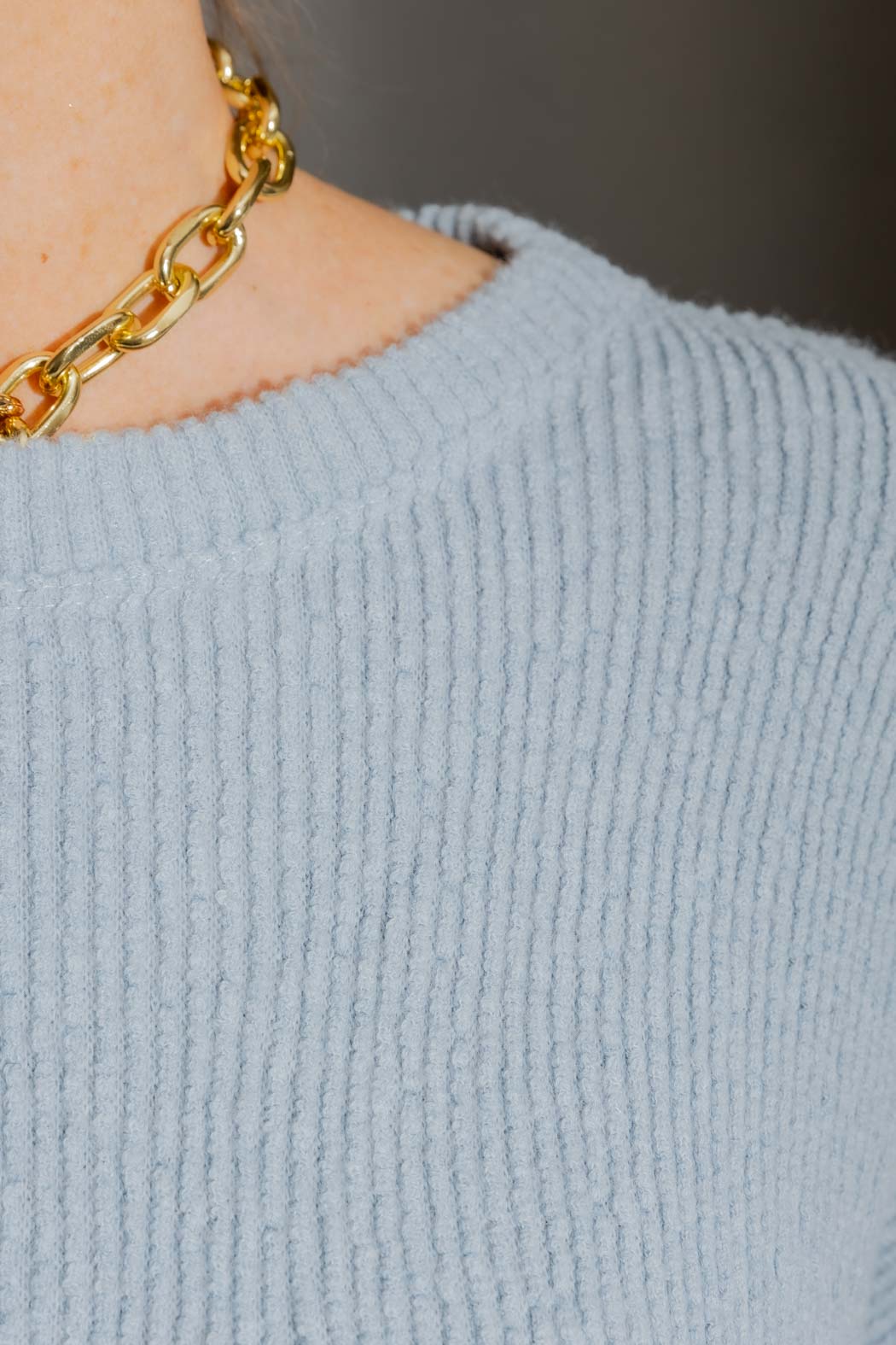 Pale Blue Luxe Rib Crew Jumper Pale Blue