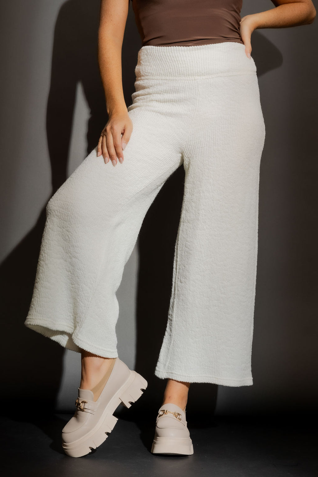 Whiye Luxe Rib Culotte White