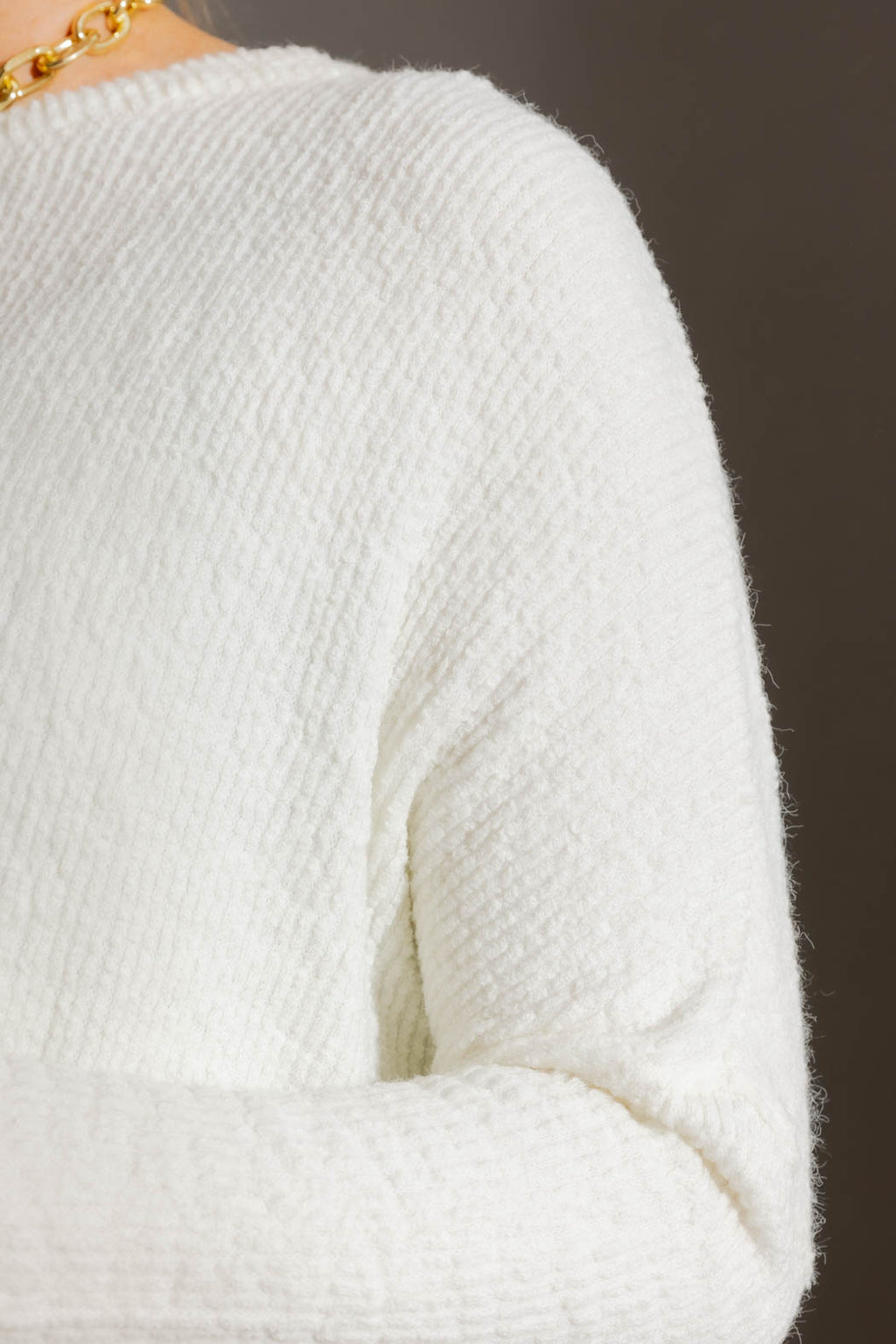 White Luxe Rib Crew Jumper