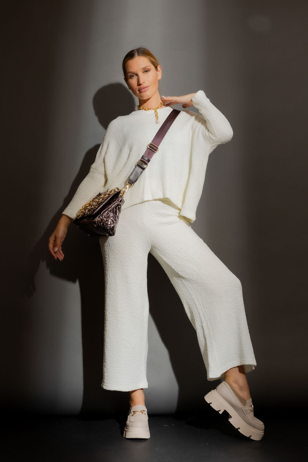 Whiye Luxe Rib Culotte White