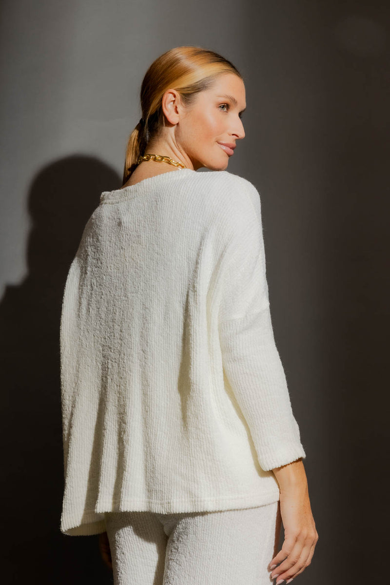 White Luxe Rib Crew Jumper