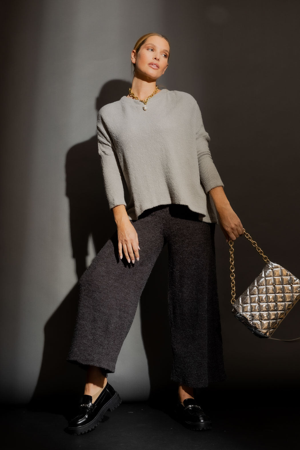 Black Luxe Rib Culotte