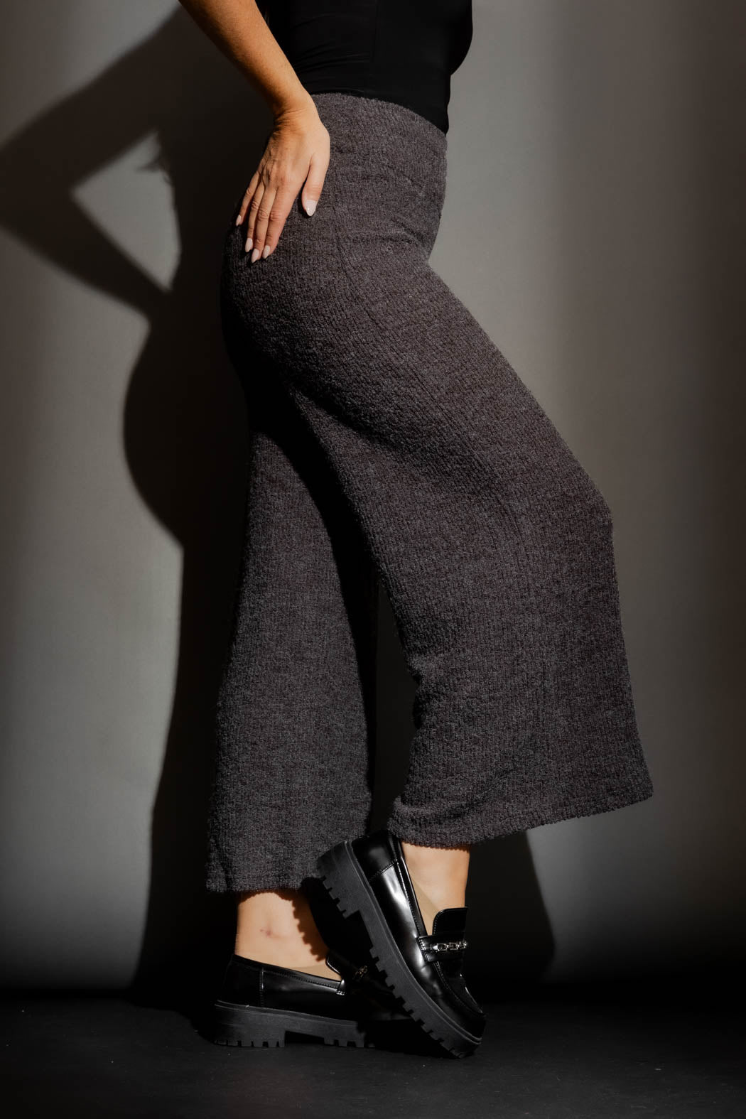 Black Luxe Rib Culotte