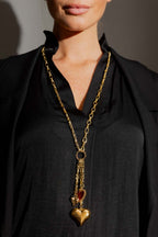 Three Heart Necklace Gold