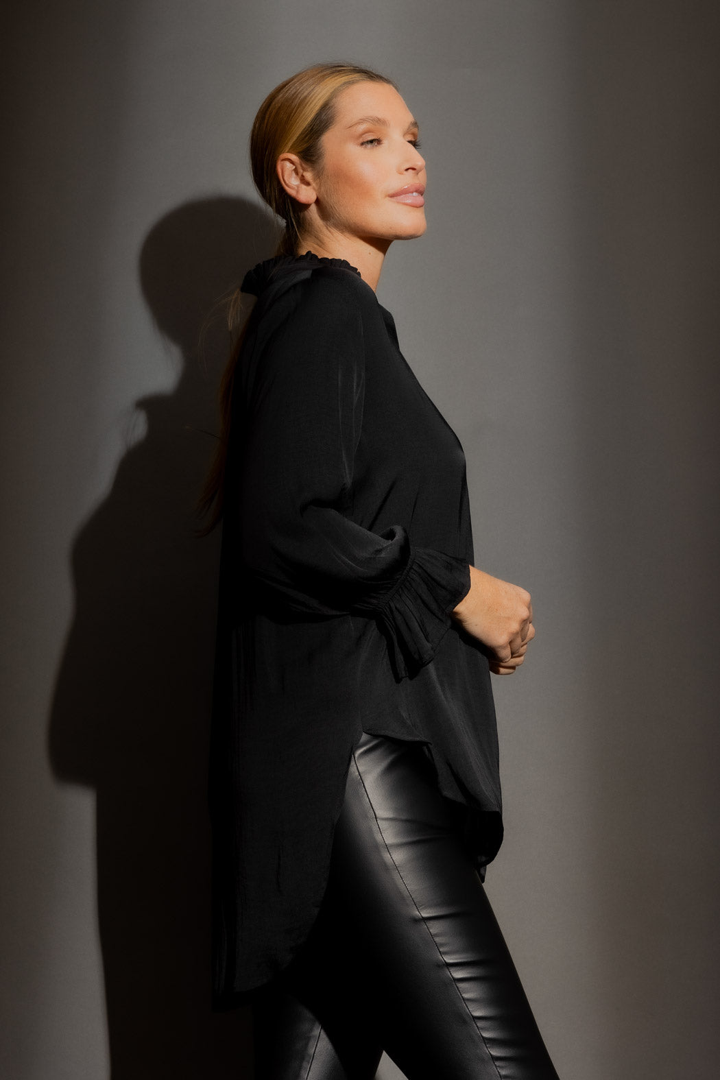 Black Ruffle Blogger Shirt
