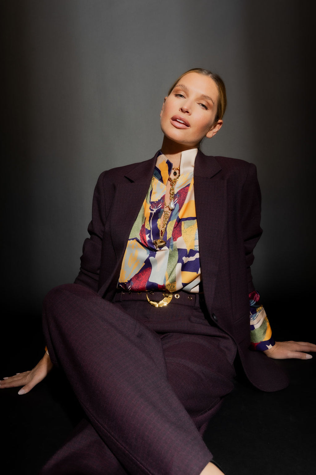 Floral Abstract Silky Blogger Shirt Floral Abstract