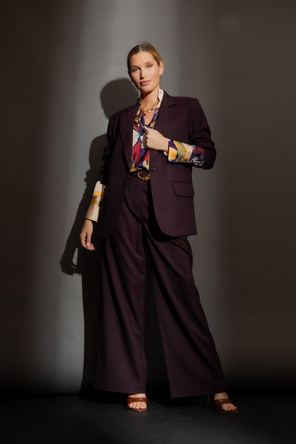 Wine Check Oversized Blazer