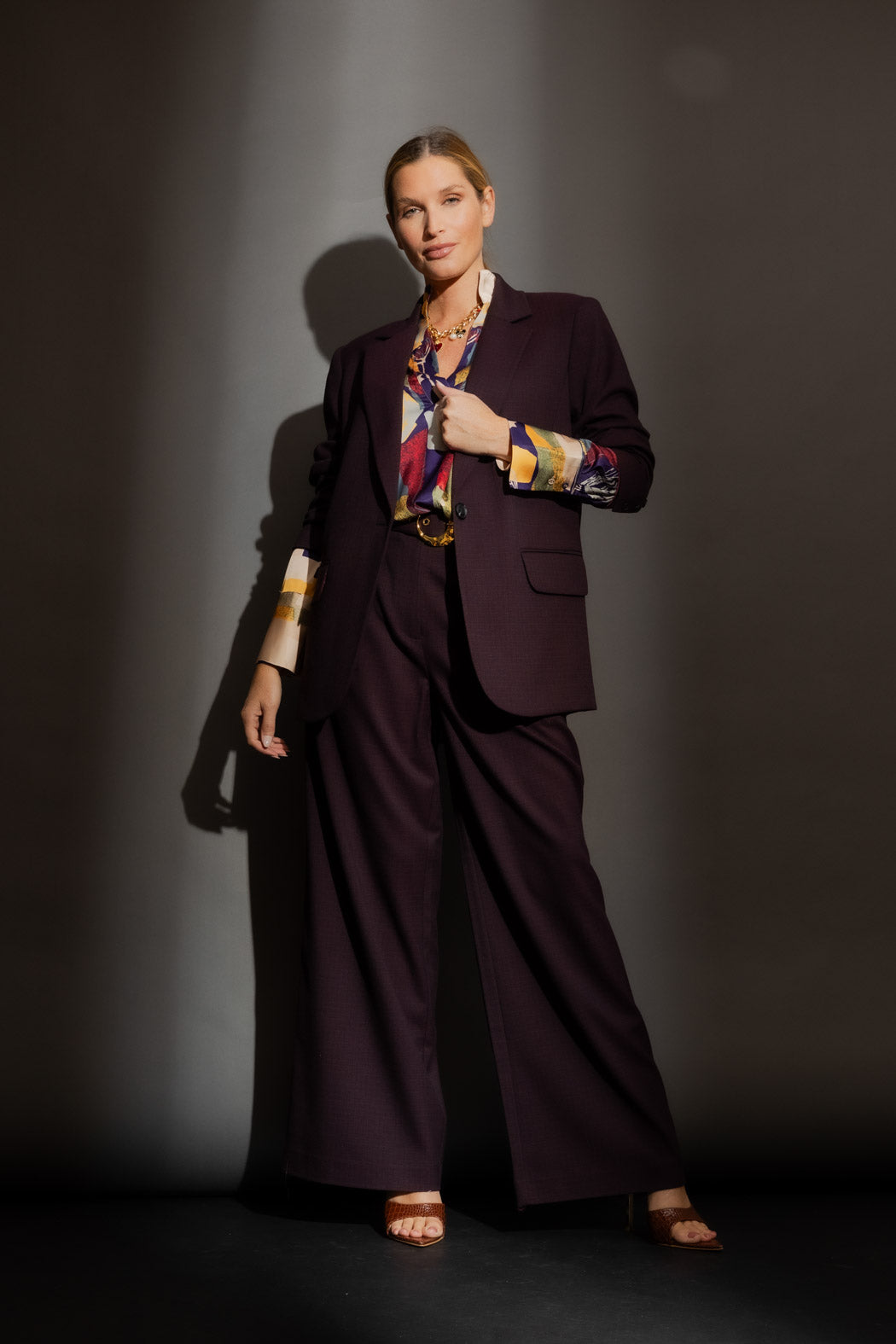 Wine Check Oversized Blazer
