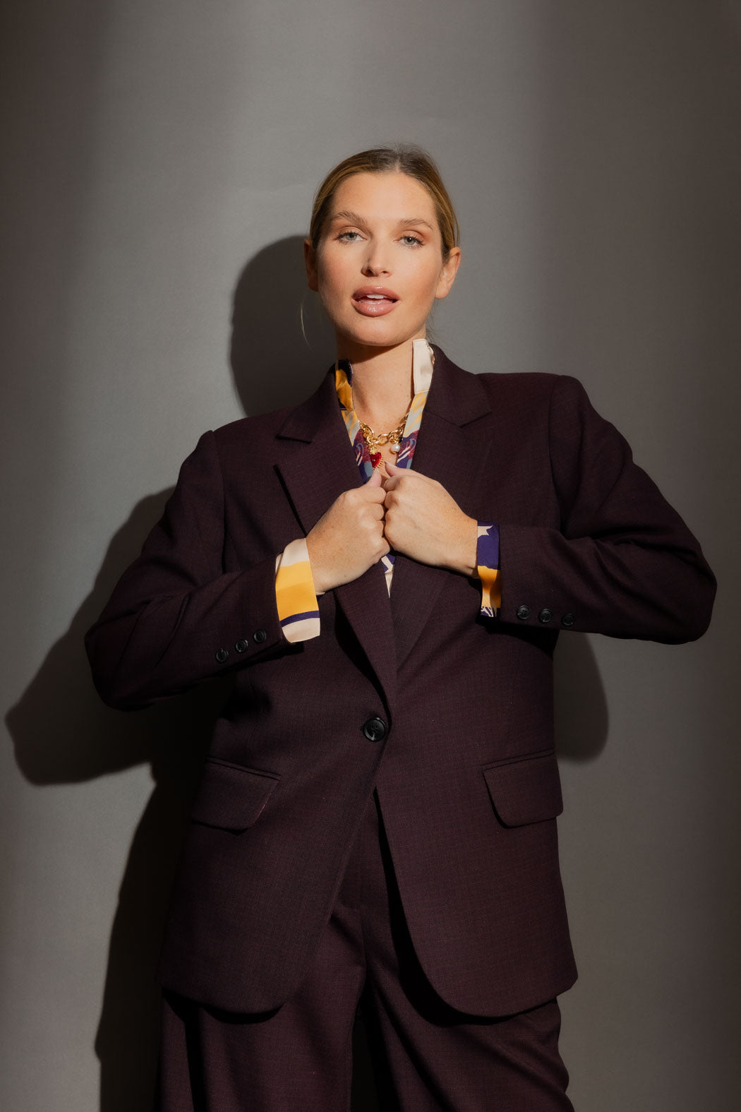 Wine Check Oversized Blazer